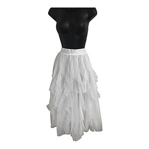 White tutu chiffon mesh tulle full circle‎ banded waist skirt size large new